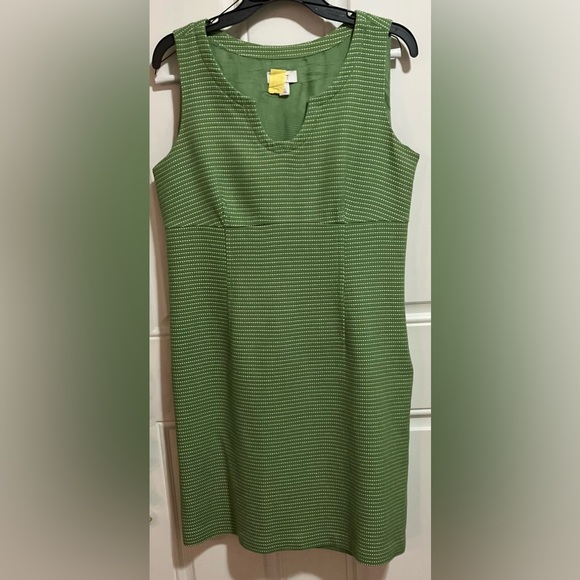 LOFT Dresses & Skirts - LOFT Vintage Texture Stem Green/White Shift Mini Dress (Modern Size: 8/10 Med)